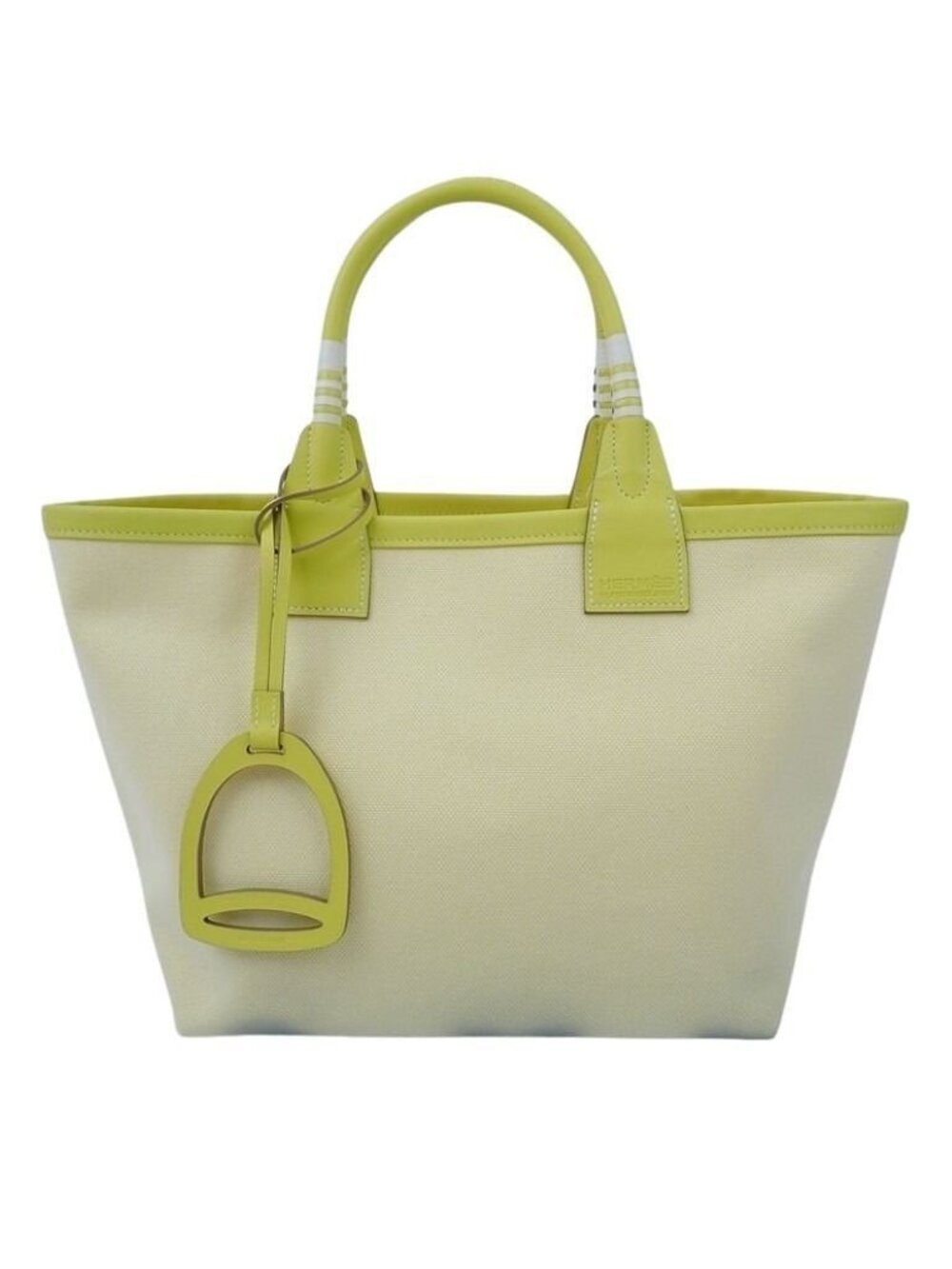 Hermes Handbag Steeple 25 Lime Toile H Leather